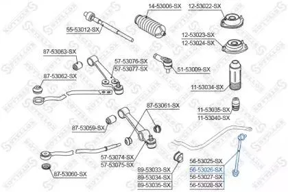 STELLOX 5653026SX Стойка стабилизатора переднего левая Kia Rio 00> <020708
