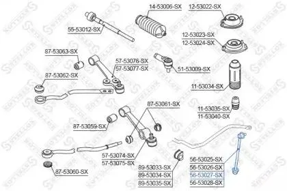 STELLOX 5653027SX Стойка стабилизатора переднего левая  Kia Rio  02> 020708>