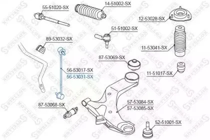 STELLOX 5653031SX Стойка стабилизатора переднего правая Kia Cerato 04>