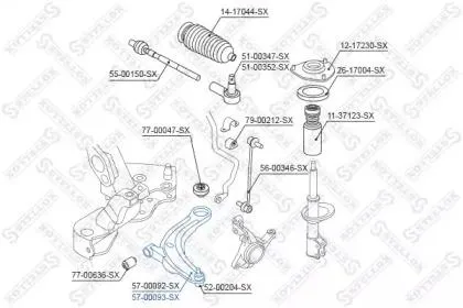 STELLOX 5700093SX Рычаг нижний правый Mitsubishi Outlander 2.02.4 02>