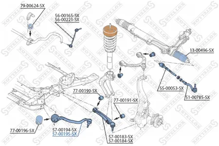 STELLOX 5700195SX Рычаг BMW X5(E70)X6(E71) пер.нижн.продольный прав.спереди