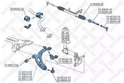 STELLOX 5703510SX рычаг левый Fiat Doblo 1.2-1.9D 01>