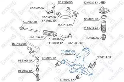 STELLOX 5751065SX Рычаг Hyundai Sonata 98-01 пер.подв.нижн.лев.