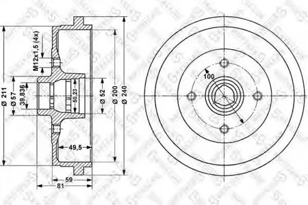 STELLOX 60254709SX Барабан тормозной VW Golf 1.4-1.9TDi 91-97