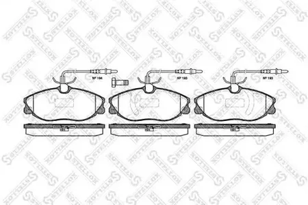 STELLOX 615014BSX Колодки торм.передние с антискрип. пластинами Peugeot 607 2.2i 16V2.2HDi 00>