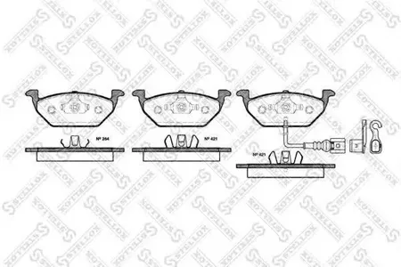STELLOX 644021BSX Колодки торм.передние Audi A3 1.6-1.9TD 96-03, Skoda Octavia 1.41.6 96-00 с датч. изн.
