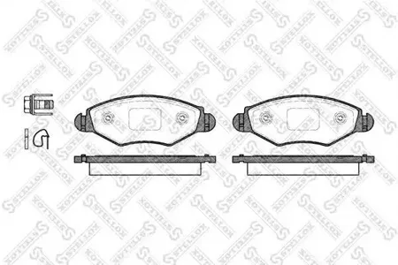 STELLOX 654020BSX Колодки торм.передние с антискрип. пластинами Peugeot 206 1.41.61.4HDi1.9D 01>
