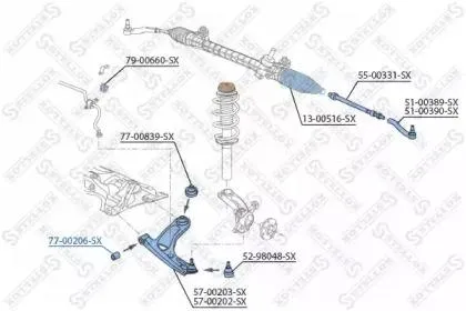 STELLOX 7700206SX Сайлентблок рычага пер. Citroen C1, Peugeot 107 06> Toyota Aygo 07>