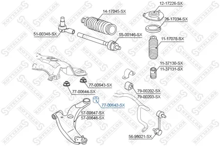 STELLOX 7700642SX Сайлентблок рычага Mitsubishi Galant ECLIPSE 06-12 пер.подв.