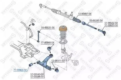 STELLOX 7700863SX Сайлентблок рычага переднего ниж. Fiat PuntoLineaFiorino 05>