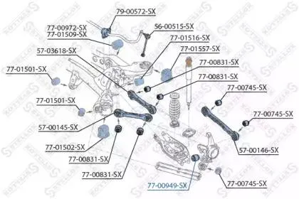 STELLOX 7700949SX Сайлентблок рычага плав. BMW E87E90 04>