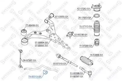 STELLOX 7900313SX Втулка стабилизатора переднего Kia Ceed 06-12, Cerato 09-, Elantra 06-, i30