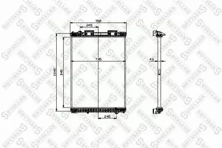 STELLOX 8103316SX Радиатор с рамкой 945x708x42 Lкрепл=400мм MAN F2000