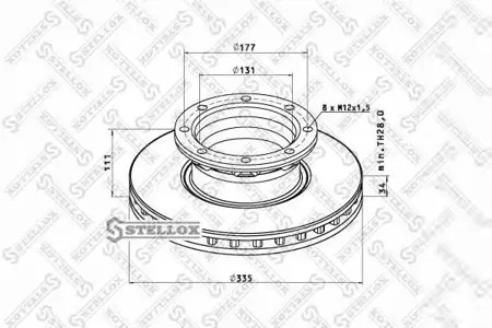 STELLOX 8500725SX Диск тормозной 335x34111 8xM12x1.5 Mercedes Atego 61245.81245.7125.812-23.91723