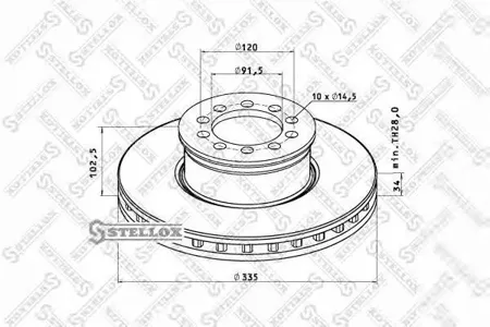 STELLOX 8500726SX Диск тормозной 33591.5x34102.5 10n-120-M14 Mercedes Atego 712-1528
