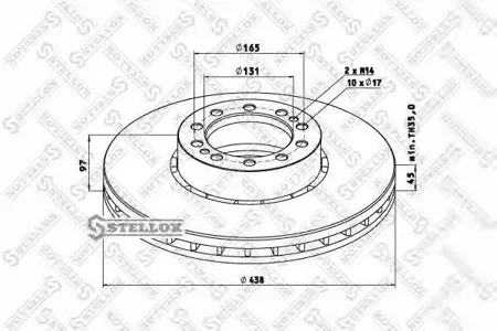 STELLOX 8500747SX Диск тормозной Old 438131x4597 10n-165-d17 RVI MAGNUM AE420520 1293> PREMIUM 385