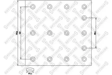 STELLOX 8501098SX накладки торм. с ЗАКЛЕПКАМИ std 19938 18.2-13.5 (410x175)(93683 L8 112) Volvo FL7.10.