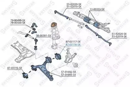 STELLOX 8703116SX Сайлентблок рычага зад. п. Fiat Tempra all 87-97 Brava all 95-01