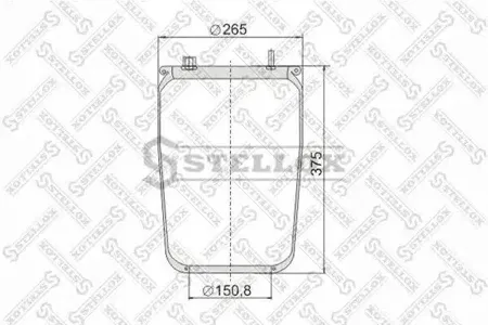 STELLOX 9008360SX 90-08360-sxпневмоподушка без стак. без отбойн. 3шп. m10 1отв-шт. m16 смещ.28 н:1отв. d150.8 Daf
