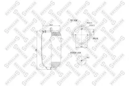 STELLOX 9096318SX пневмоподушка без стак. подв.Weweler 2отв.M8 1отв-M2212Schmitz