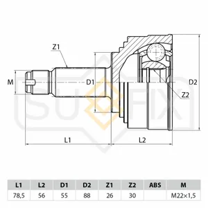 SUFIX ST1019 Шрус Honda Civic 95-01 нар.