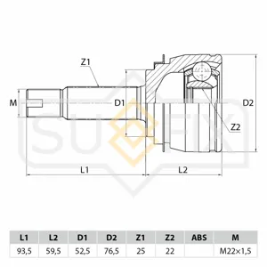 SUFIX ST1058 Шрус наружный Hyundai Kia Solaris RIO 10- 2522шл
