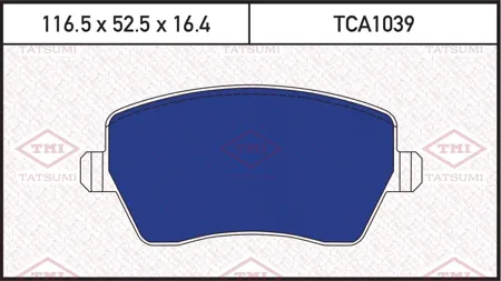 TATSUMI TCA1039 Колодки торм. Nissan Micra 03> Renault Clio 05>передние