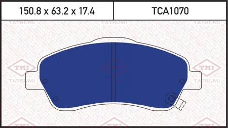 TATSUMI TCA1070 Колодки торм. Toyota Avensis 03> Corolla Verso 1.82.0D2.2D пер.