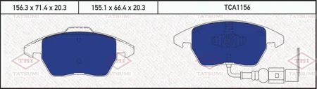 TATSUMI TCA1156 Колодки торм. Audi A3 VW G5 Passat 06> Touran 03>06 Caddy 04> пер.