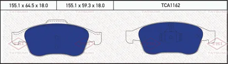 TATSUMI TCA1162 Колодки торм. Renault Duster 10- Fluence 10- Megane III 08- передние