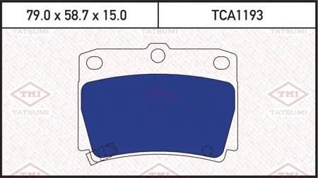 TATSUMI TCA1193 Колодки торм. Mitsubishi Pajero Sport Montero Sport 98>09 2.5D3.0 задние