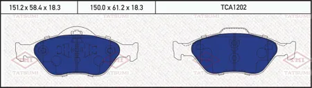 TATSUMI TCA1202 Колодки торм. Ford Fiesta 95>0101> Fusion 01> передние