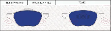 TATSUMI TCA1231 Колодки торм. Ford Focus II 04-III 10- Mazda 3 03- Volvo S40 04- передние
