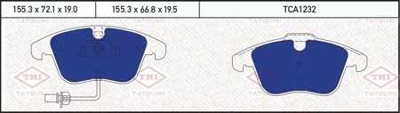TATSUMI TCA1232 Колодки торм. Audi A4A4 ALLROADA5 1.8-3.2 07- передние с датч.
