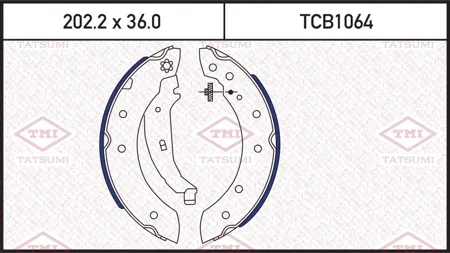 TATSUMI TCB1064 Колодки торм.барабанные Renault Logan Sandero Peugeot 206 (203x38) торм.сист.LUCAS