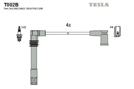 TESLA TECHNICS T002B Комплект проводов VW Passat 2.0 AZM, Audi A3 1.8 APGAGN 96>