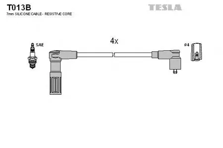 TESLA TECHNICS T013B к-кт проводов Fiat Tipo,Tempra 1.6i 93-96