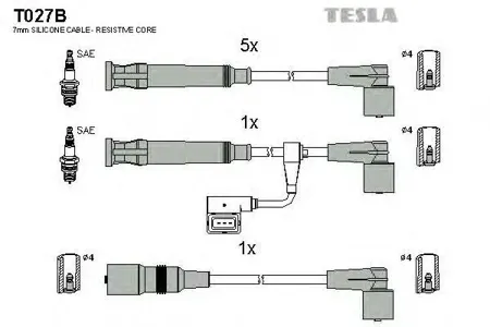 TESLA TECHNICS T027B Комплект проводов BMW E34 3.03.5 M30 85-95E32 3.0-3.4 M30 86-88