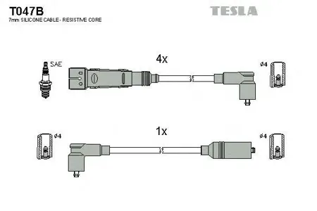 TESLA TECHNICS T047B Комплект проводов VW T4 2.0 AAC 91-93