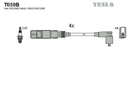 TESLA TECHNICS T059B Комплект проводов Audi A3A4, VW Bora Golf Polo 1.6i 95>