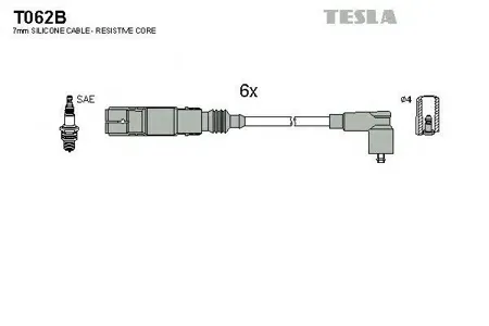 TESLA TECHNICS T062B Комплект проводов VW Golf III Passat Sharan 2.8 VR6 AAA 91-00