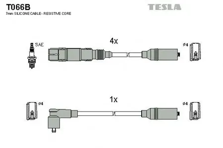 TESLA TECHNICS T066B Комплект высоковольтных проводов
