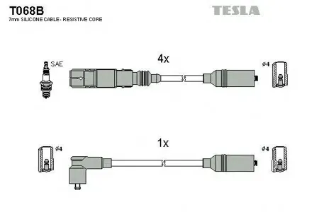 TESLA TECHNICS T068B Комплект проводов Audi A4, VW Passat 1.6i 94-01