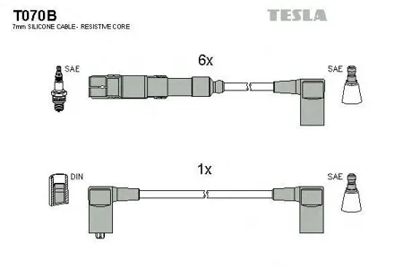 TESLA TECHNICS T070B Комплект проводов MB W124W201W126 2.63.0i 85-97