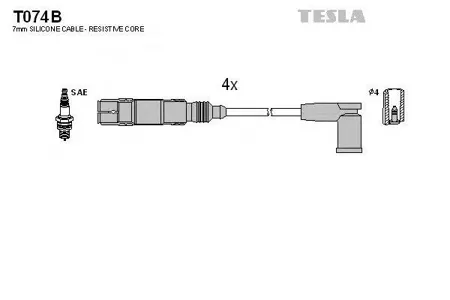 TESLA TECHNICS T074B Комплект проводов Seat Arosa Ibiza , VW Polo Lupo Caddy 1.01.4i 95-05