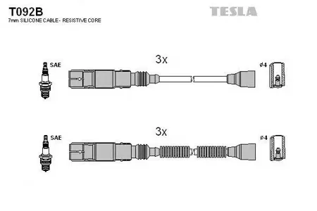 TESLA TECHNICS T092B Комплект проводов Smart City - Coupe Crossblade 0.60.7i 98>
