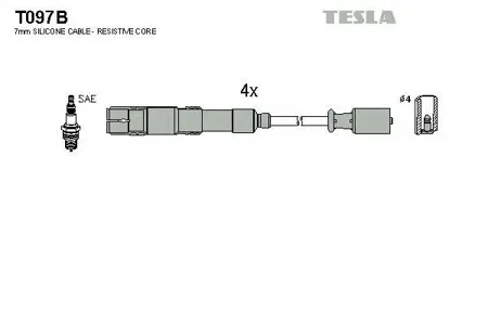 TESLA TECHNICS T097B Комплект проводов MB W2169W245 1.5-2.0 04>