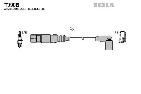 TESLA TECHNICS T098B Комплект проводов VW Fox 1.4 04>