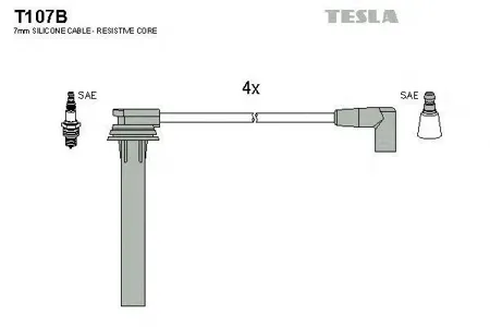 TESLA TECHNICS T107B Комплект проводов Chrysler NeonStratus 1.82.0i 97>