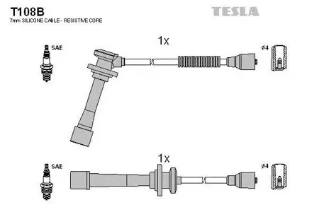 TESLA TECHNICS T108B Комплект проводов Kia Sportage 2.0 16V 94>